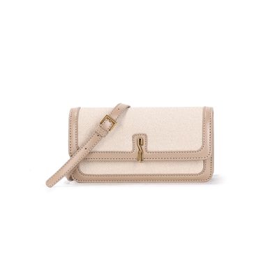 Bolsa Pequena Canvas Bege Transversal