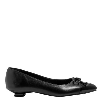 Sapatilha Couro Nobre Soft Preto Bico Fino