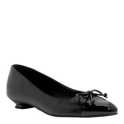 Sapatilha Couro Nobre Soft Preto Bico Fino