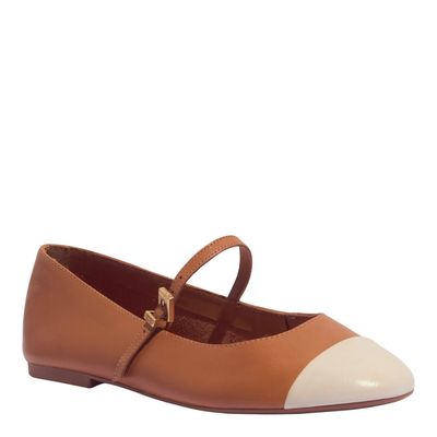 Sapatilha Couro Nobre Soft Marrom E Off White