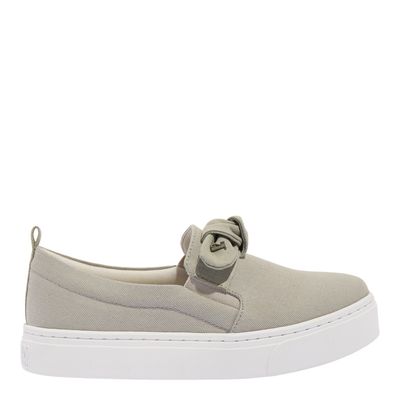 Tênis Slip On Lona Verde Eucalipto Laço