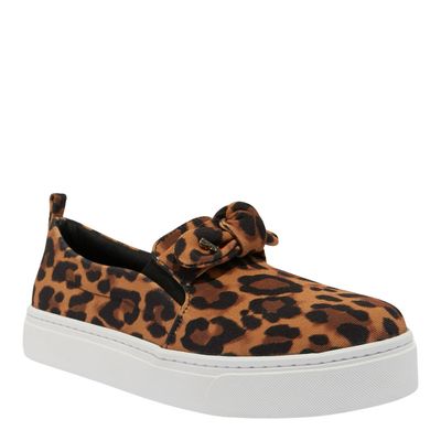 Tênis Slip On Laço Estampa Leopardo