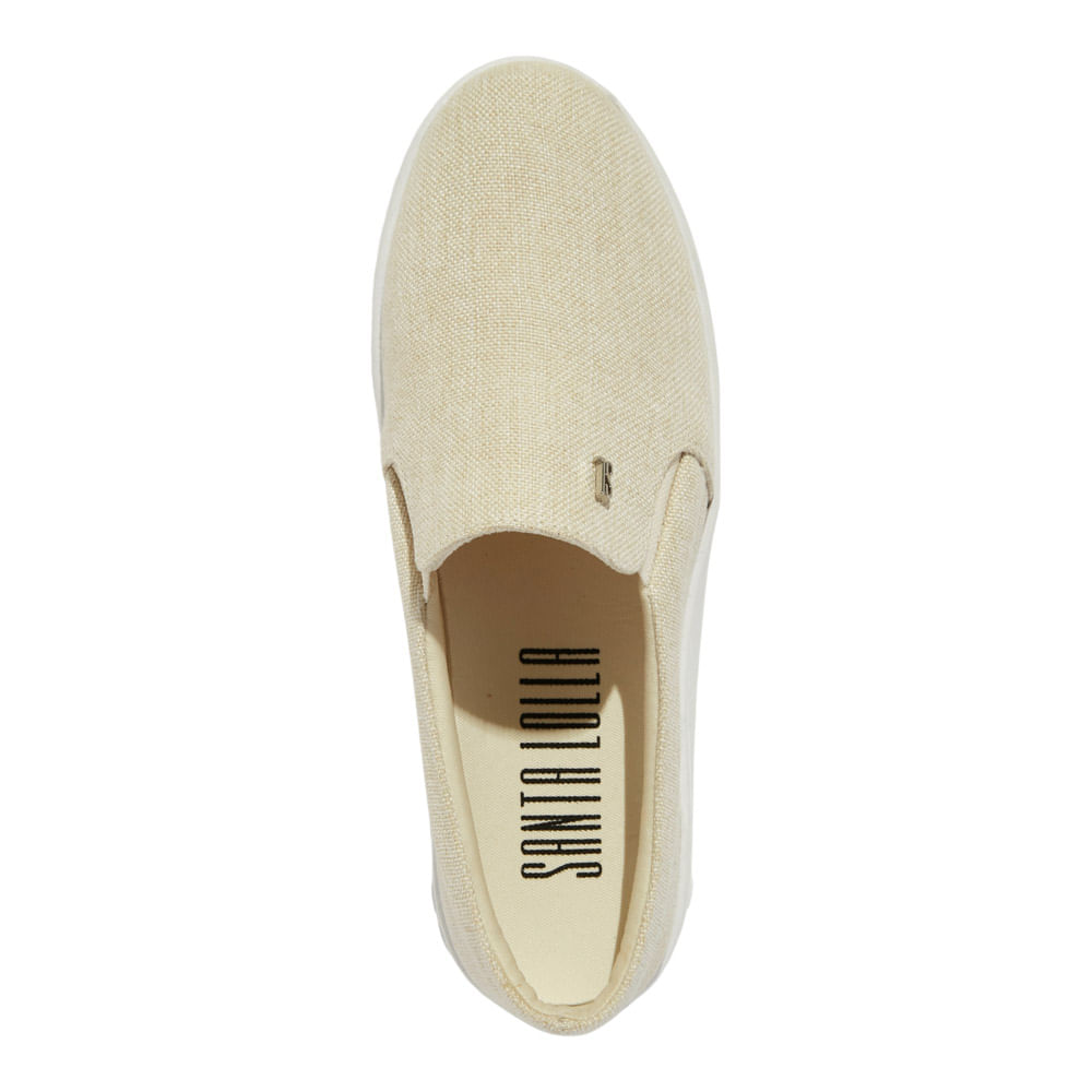 Tênis Slip On Flatform Linho Off White - Santa Lolla