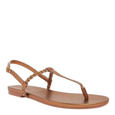 Rasteira Metalizada Soft Bronze Tira Trança
