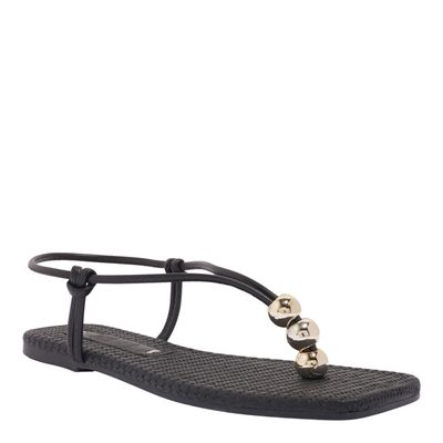 Rasteira Preta Napa Soft Bico Quadrado