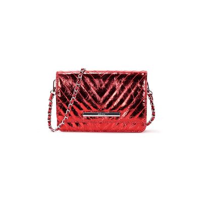 Bolsa Metalizada Vermelho Alça Transversal