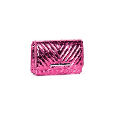Bolsa Metalizada Rosa Fucsia Alça Transversal