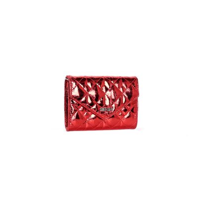 Bolsa Carteira Transversal Metalizada Crinkle Vermelha