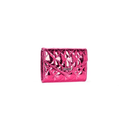 Bolsa Carteira Transversal Metalizada Crinkle Fúcsia