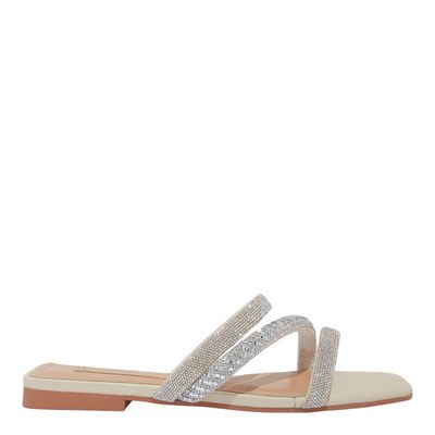 Rasteira Shiny Napa Soft Off White Bico Quadrado