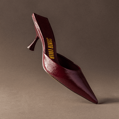 Scarpin Mule Verniz Show Bico Fino Vermelho Merlot