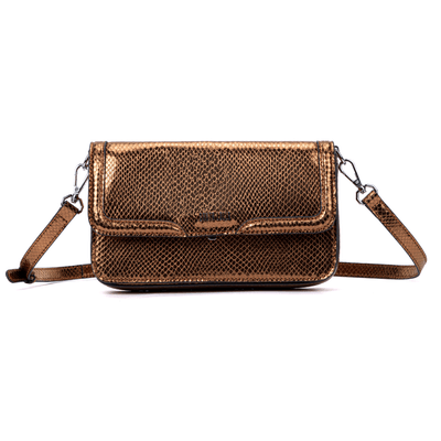Bolsa Metalizada Flap Bag Snack Print Bronze