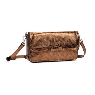 Bolsa Metalizada Flap Bag Snack Print Bronze