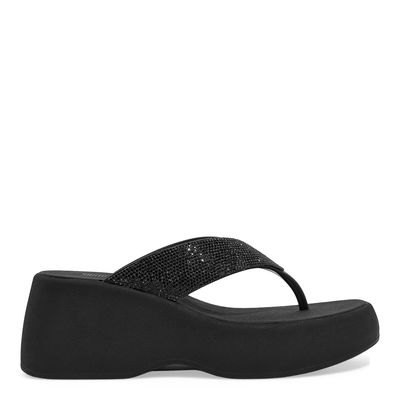 Sandália Tamanco Plataforma Borracha Preto