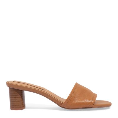 Mule Couro Nobre Soft Marrom Salto Bloco