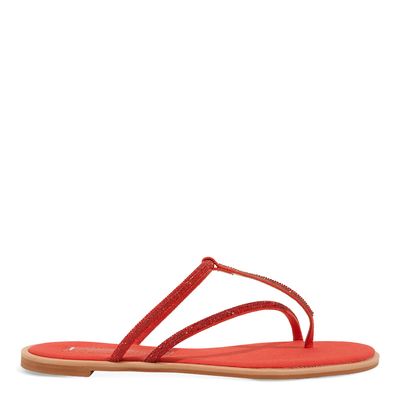 Rasteira Tiras Brilhos Vermelho