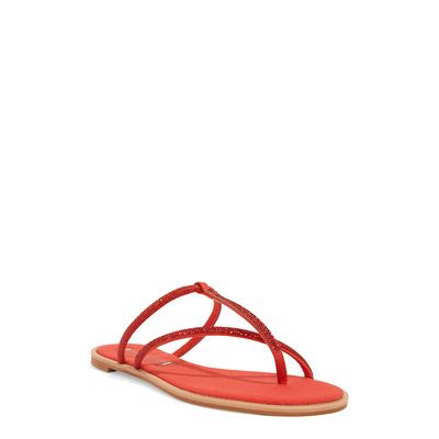 Rasteira Tiras Brilhos Vermelho
