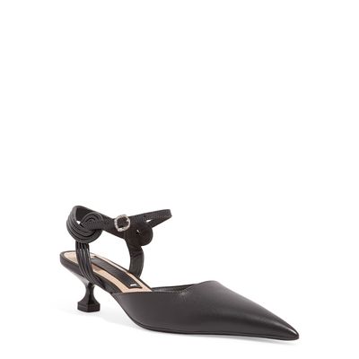 Scarpin Couro Confort Preto Bico Fino Salto Baixo