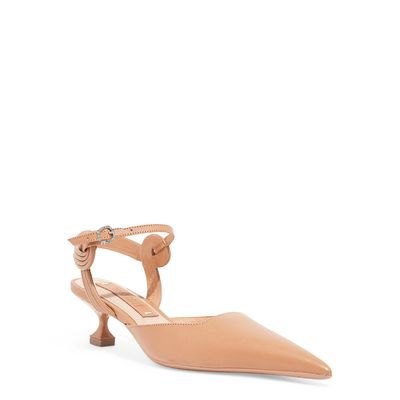 Scarpin Couro Confort Caramelo Bico Fino Salto Baixo