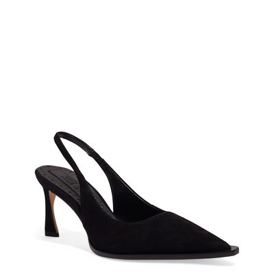 Scarpin Slingback Couro Carmuça Salto Médio Preto