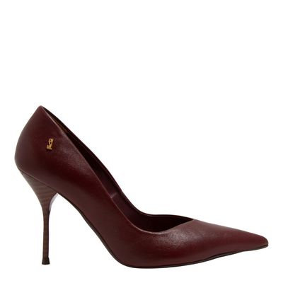 Scarpin One Old Merlot Couro Confort Salto Fino