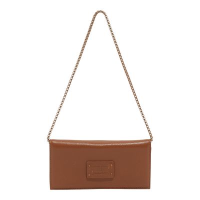 Bolsa Carteira Pequena Couro Floater Marrom Safari Alça de Ombro Corrente