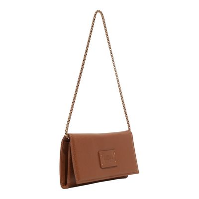 Bolsa Carteira Pequena Couro Floater Marrom Safari Alça de Ombro Corrente