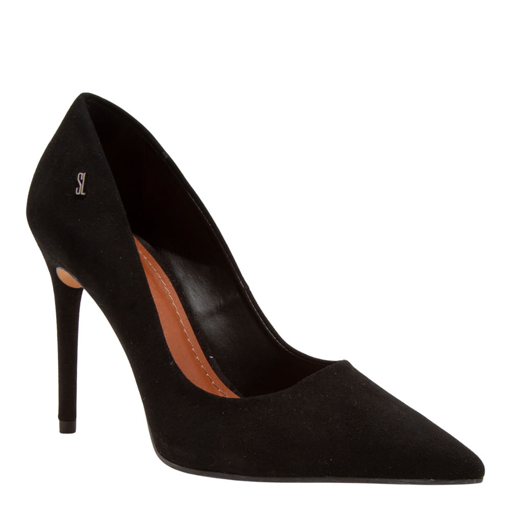 Scarpin Couro Camurça Premium Preto Bico Fino - Santa Lolla Scarpin Couro Camurça Premium Preto Bico Fino - Santa Lolla