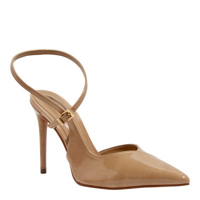 Scarpin Envernizado Glossy Bege Salto Alto