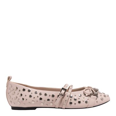 Sapatilha Bico Redondo Couro Confort Vanilla Tachas