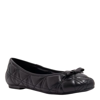 Sapatilha Bico Redondo Couro Confort Matelassê Preto