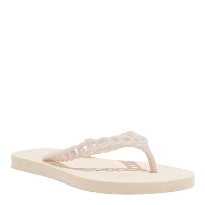 Chinelo Flip Flop Borracha Off White Tira Corrente