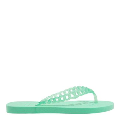 Chinelo Flip Flop Borracha Verde Mint Tira Corrente