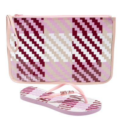 Kit Chinelo Flip Flop  Borracha Soft E Necessaire Lilás