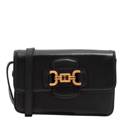 Bolsa Média Preta Couro Floater Transversal Bridão