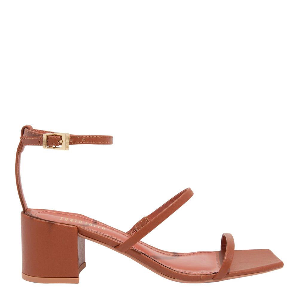 Sandália Lolla Couro Confort Marrom Salto Bloco Santa Lolla