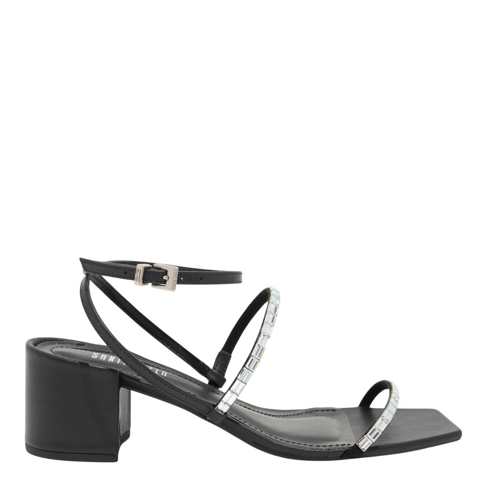 Sandália Couro Confort Preta Brilho Santa Lolla