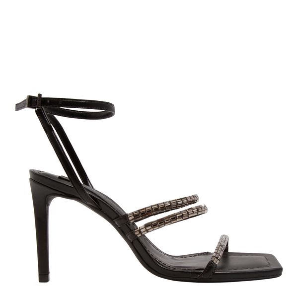 Sandália Napa Soft Preta Salto Alto Brilho