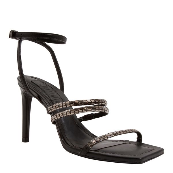 Sandália Napa Soft Preta Salto Alto Brilho