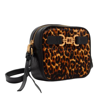 Bolsa Câmera Bag Couro Estampa Animal Print Onça
