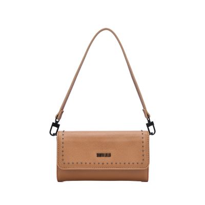 Bolsa Carteira Pequena Risco Caramelo Alça De Ombro