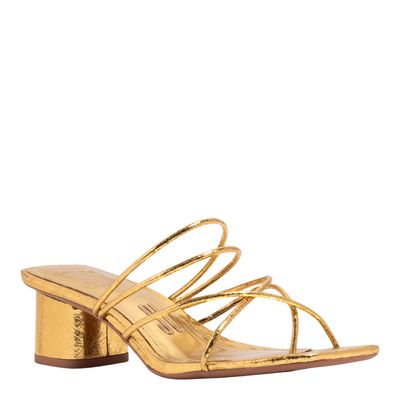 Mule Crinkle Galaxy Dourado  Salto Grosso