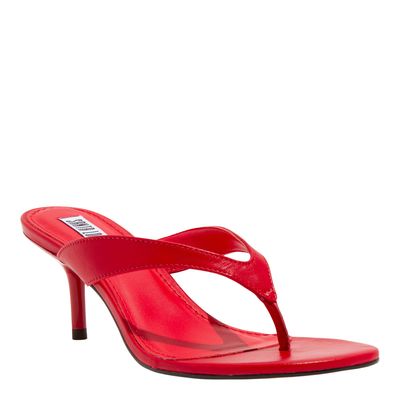 Mule Couro Pelica Soft Vermelho Salto Médio