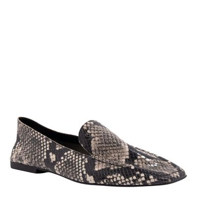 Mocassim Couro Estampa Animal Print Cobra Bico Quadrado