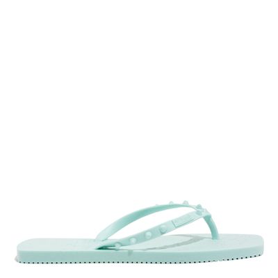 Chinelo Flip Flop Borracha Azul Bico Quadrado Spikes