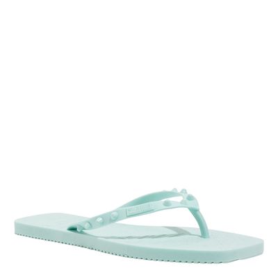 Chinelo Flip Flop Borracha Azul Bico Quadrado Spikes