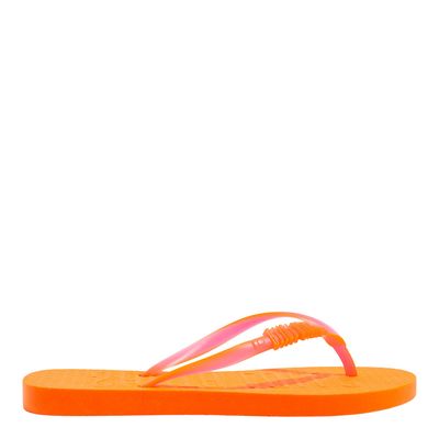 Chinelo Flip Flop Borracha Laranja Neon Bico Redondo
