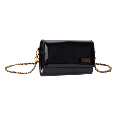 Bolsa Carteira Verniz Preto Alça De Ombro