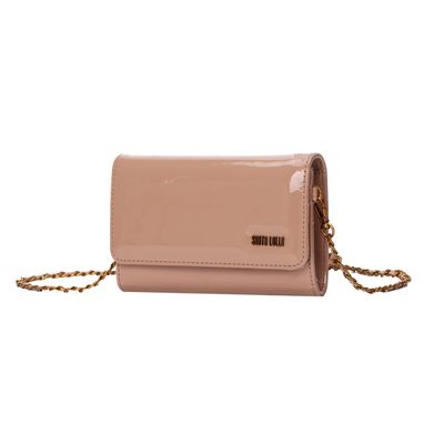Bolsa Carteira Verniz Rose Alça De Ombro