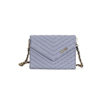 Bolsa Carteira Pequena Canvas Azul Alça Transversal